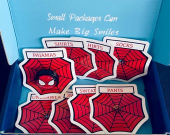 Poignées de tiroir Spider-Man pour enfants, en métal massif. Étiquettes de rangement pour tiroirs Spider-Toile incluses (coffret cadeau contenant 3 poignées ou plus).