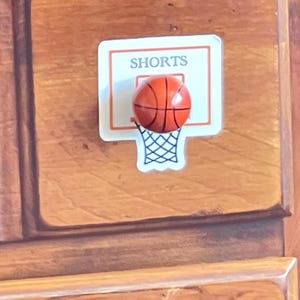 Basketball knobs with Drawer organizer labels Resin Sports Cabinet Hardware, Easy Installation
