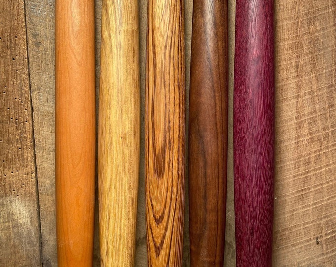 Handmade Tapered Rolling Pin | French Style | Walnut | Purple Heart | Zebrawood