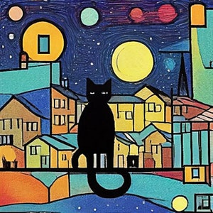 Schwarze Katze bei Nacht 2