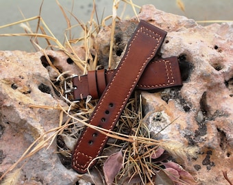 Cinturino per orologio da pilota fatto a mano, cinturino per IWC, marrone veg tan 21/18 mm