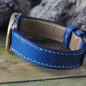 Handmade Vintage Leather Watch Band,  Blue Watch Strap