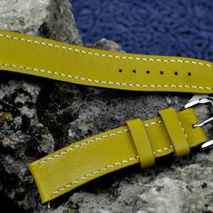 Handmade Vintage Leather Watch Band, Dark Yellow Watch Strap