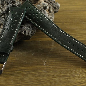 Handmade Custom Leather Rally racing Watch Strap Band