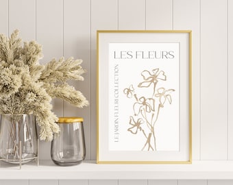 Cartel de pared de flores boho, arte de pared, diseño de pared