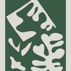 K&ouml;nnte beinhalten: Ein abstrakter Kunstdruck in Gr&uuml;n und Wei&szlig; mit dem Text "MATISSE" oben und "AIX EN PROVENCE PAVILLON DE VENDOME" unten.
