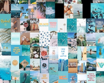 Beach Wall Collage, Wall Prints, Digital Wall Art, Decoración de dormitorios, Carteles de pared, Decoración de habitaciones para chicas, Collage de surf, Kit de collage de pared