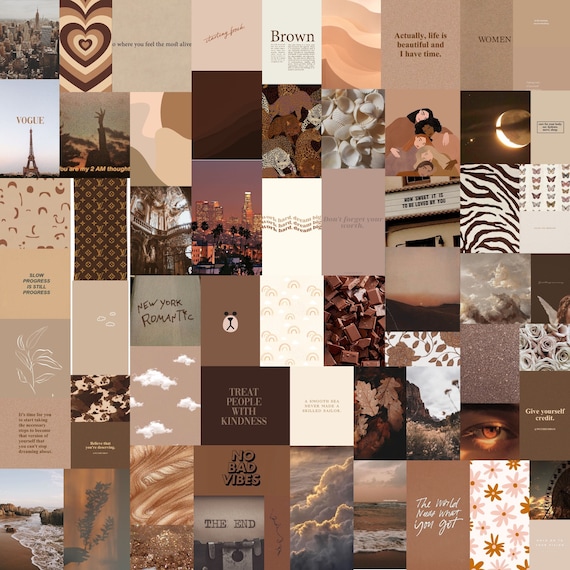 Brown Wall Collage Room Decor Wall Art Wall Decor College Etsy