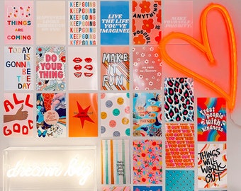 Positivity Good Vibes Aesthetic Wall Collage Kit, VSCO, Girl Room Decor, Dorm Decor, Photo Collage Kit, Wall Collage Digital 50PCS