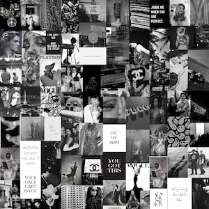 Black and White Wall Collage, Digital Art, Wall Prints, Wall Collage Kit, Wall Posters, Dorm Decor