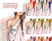 Fashion girl, PNG fashion clipart, Coffee girl clipart, Braid girl, printable coffee clipart, coffee fashion illustration, coffee lover