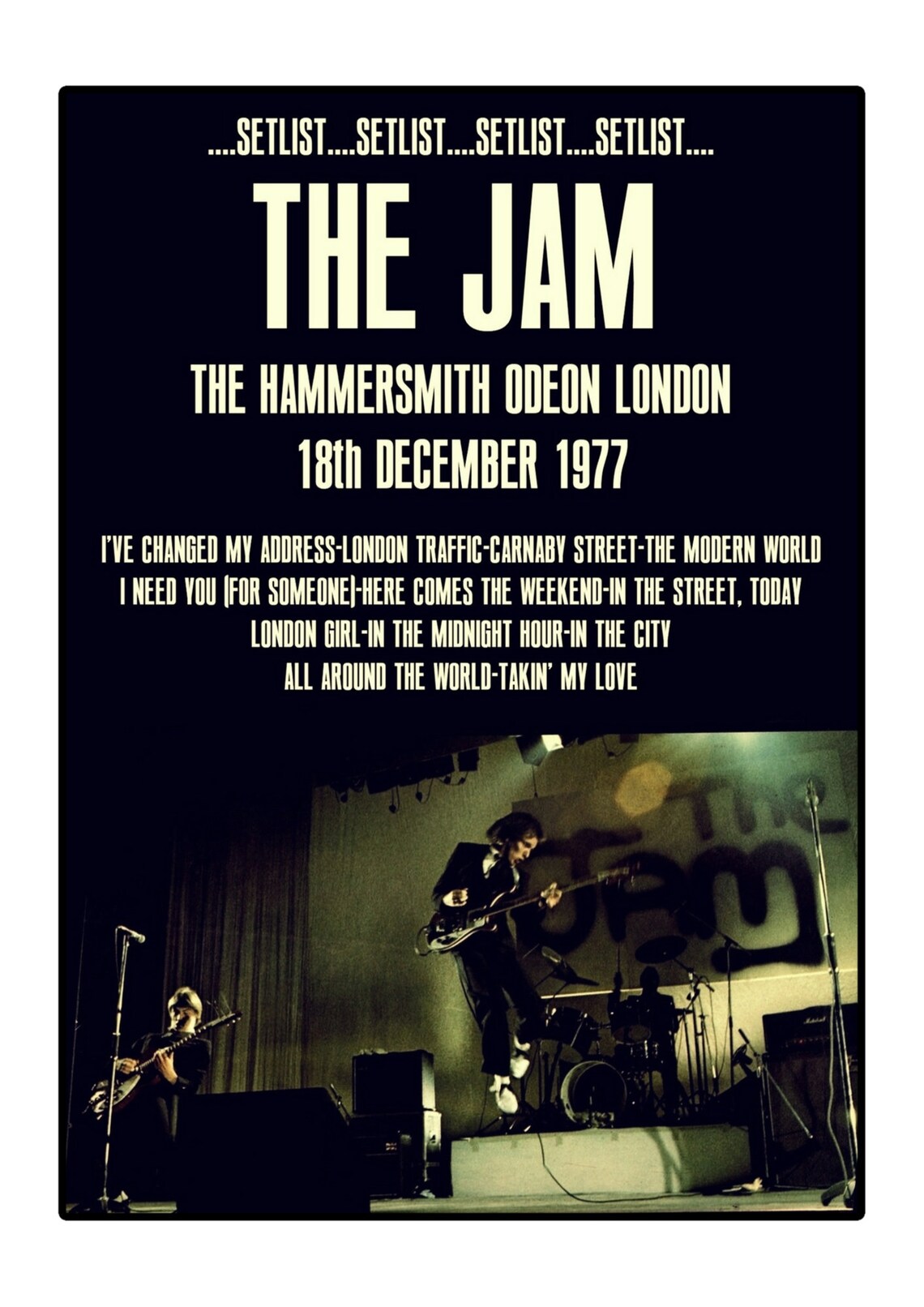 The Jam Gig Poster Print Setlist Hammersmith Odeon London Etsy