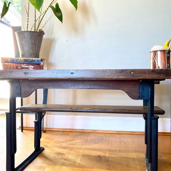 Beautiful early 1900’s double school desk bench table