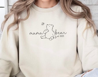 Mama Bear Pregnancy Sweatshirt, Custom Mum Sweater, EST Mother Jumper, New Mum Gift Top, Mothers Day Gift Jumper, Custom Year Mum Sweatshirt