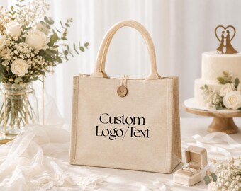 Bolsa de yute con logo personalizado, bolsa de regalo para damas de honor