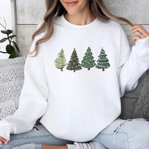 Christmas Tree Sweatshirt, Xmas Trees Sweater, Cute Christmas Jumper, Pine Tree Sweater, Tree Christmas Top, New Year Sweater, Xmas Gift Top image 4