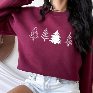 Christmas Pine Tree Sweatshirt, Xmas Trees Sweater, Happy New Year Jumper, Christmas Party Top, Pine Trees Sweater, Funny Xmas Jumper image 7