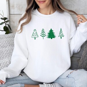 Christmas Pine Tree Sweatshirt, Xmas Trees Sweater, Happy New Year Jumper, Christmas Party Top, Pine Trees Sweater, Funny Xmas Jumper image 3