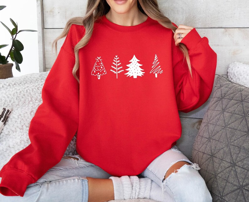 Christmas Pine Tree Sweatshirt, Xmas Trees Sweater, Happy New Year Jumper, Christmas Party Top, Pine Trees Sweater, Funny Xmas Jumper, Xmas Sweatshirt