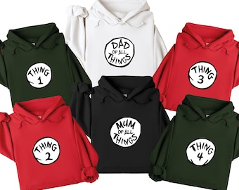Family Things Hoodie, Personalised Family Jumper, Thing 1 Thing 2 Top, Mum Of All Things Top, Dad Of All Things Top, Matching Kids Jumper