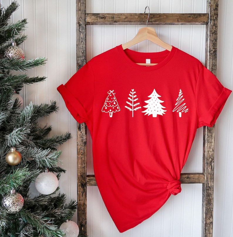Christmas Pine Tree Shirt, Xmas Trees T-Shirt, Happy New Year Tshirt, Christmas Party Tee, Pine Trees TShirt, Funny Xmas T Shirt, Xmas Shirt imagem 4