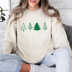Christmas Pine Tree Sweatshirt, Xmas Trees Sweater, Happy New Year Jumper, Christmas Party Top, Pine Trees Sweater, Funny Xmas Jumper image 4