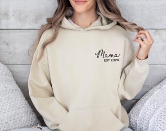 Personalisierter Mama-Hoodie, Hoodie für frischgebackene Mütter, personalisierter Mama-Pullover, individuelles Geschenk für Mütter, Oberteil für frischgebackene Mütter, Geburtstags-Hoodie für Mütter, Mama-Pullover