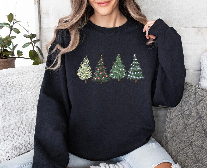 Christmas Tree Sweatshirt, Xmas Trees Sweater, Cute Christmas Jumper, Pine Tree Sweater, Tree Christmas Top, New Year Sweater, Xmas Gift Top image 5