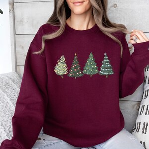 Christmas Tree Sweatshirt, Xmas Trees Sweater, Cute Christmas Jumper, Pine Tree Sweater, Tree Christmas Top, New Year Sweater, Xmas Gift Top image 8