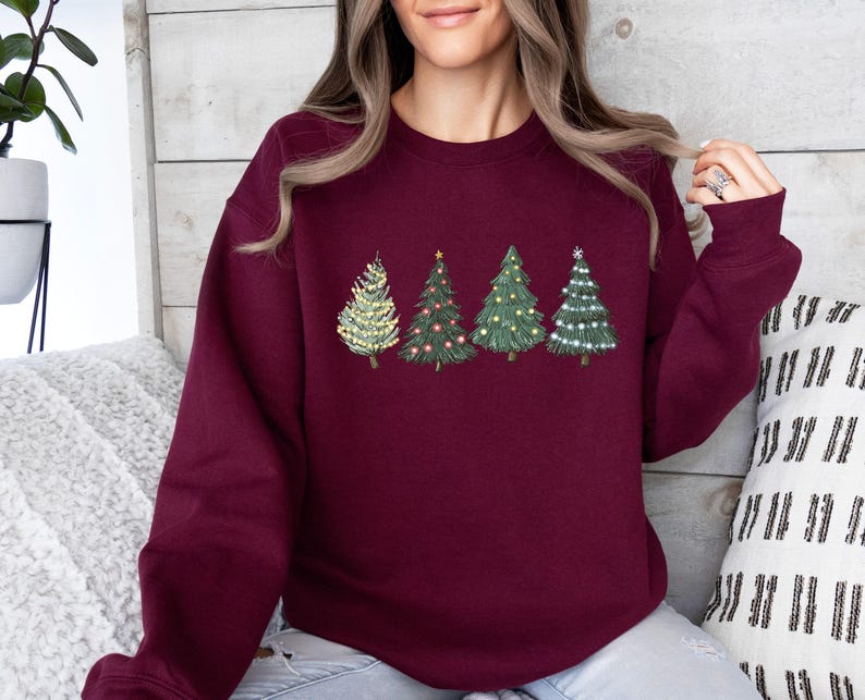 Christmas Tree Sweatshirt, Xmas Trees Sweater, Cute Christmas Jumper, Pine Tree Sweater, Tree Christmas Top, New Year Sweater, Xmas Gift Top image 8