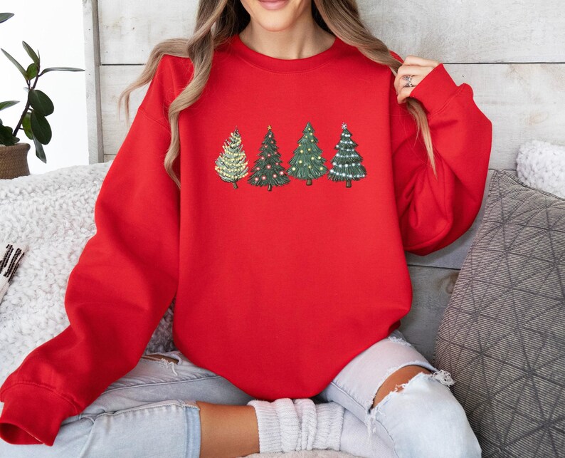 Christmas Tree Sweatshirt, Xmas Trees Sweater, Cute Christmas Jumper, Pine Tree Sweater, Tree Christmas Top, New Year Sweater, Xmas Gift Top