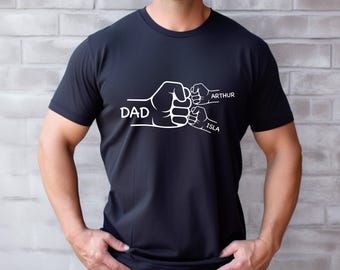 Camiseta "Choca esos cinco, papá", Camiseta personalizada para papá con los nombres de los niños, Regalo para futuro papá, Camiseta personalizada para papá, Regalo para el Día del Padre, Camiseta adorable para papá