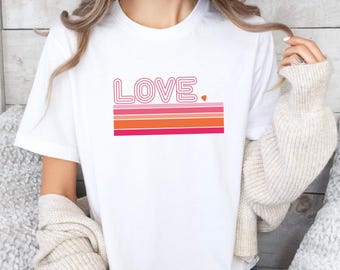 Retro Love Valentines T-Shirt, Heart Love Shirt, Valentines Day Tee, Valentines Gift Tshirt, Cute Love TShirt, Lover Shirt, Vintage Love Tee