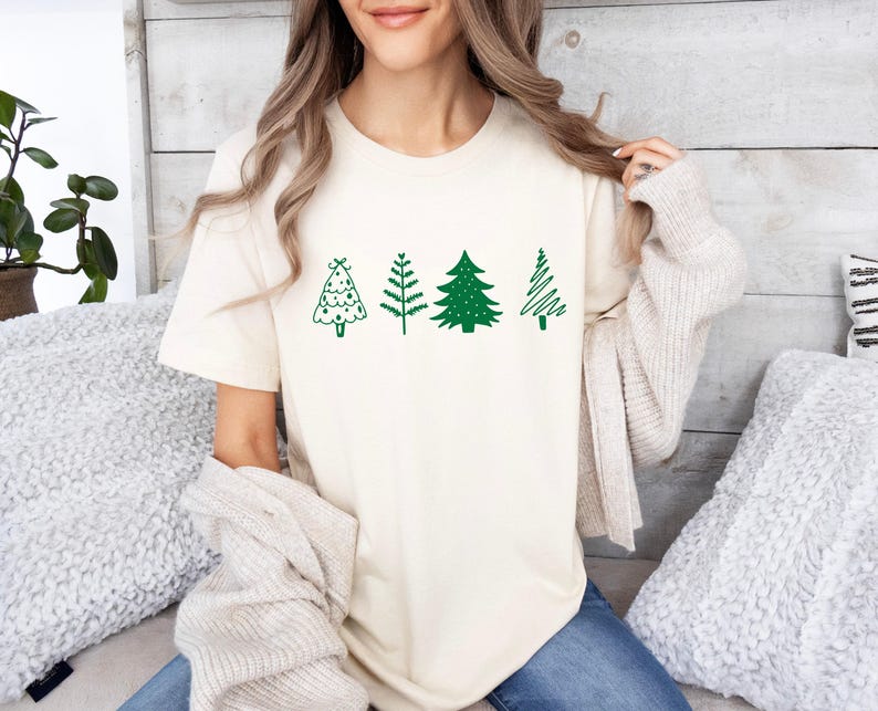 Christmas Pine Tree Shirt, Xmas Trees T-Shirt, Happy New Year Tshirt, Christmas Party Tee, Pine Trees TShirt, Funny Xmas T Shirt, Xmas Shirt imagem 2
