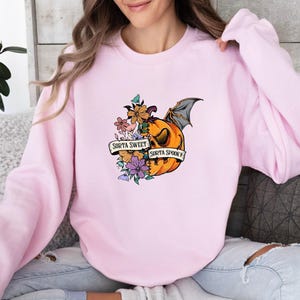 Sorta Sweet Sweatshirt, Sorta Spooky Sweater, Pumpkin Sorta Jumper, Halloween Spooky Season Top, Sorta Sweet Sweater, Bat Pumpkin Sweater image 7