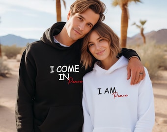 I Come In Peace Hoodie, I'm Peace Pullover, Matching Couple Jumper, New Couple Top, Honeymoon Gift Hoodie, New Bride Jumper, Funny Bride Top