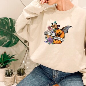 Sorta Sweet Sweatshirt, Sorta Spooky Sweater, Pumpkin Sorta Jumper, Halloween Spooky Season Top, Sorta Sweet Sweater, Bat Pumpkin Sweater image 8