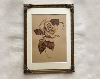 Vintage Gold Framed Watercolor Rose 3
