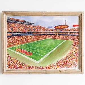 Arrowhead Stadium, Kansas City Chiefs, Watercolor Football Stadium