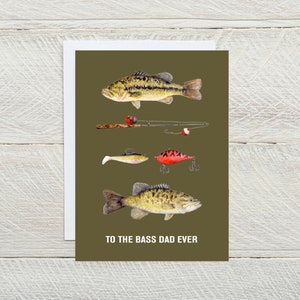 Bass Dad Blank Card, Father&#39;s Day Card, Dad Birthday Card, Bass Fishing Blank Card