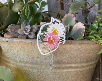 Anatomical Heart Flower Badge Reel: Medical ID Holder