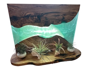 Handmade Resin and Wood Shelf: 16.5x13x4