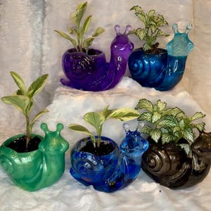 Snail Planter, Snail Jewelry Dish, Custom Planter, Resin Snail Planter