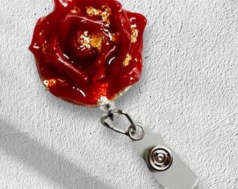 Rose Badge Reel: Retractable Nurse ID Holder