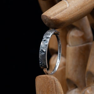 Reticulated Segment Silver Ring - delicate slim band with wide reticulated section