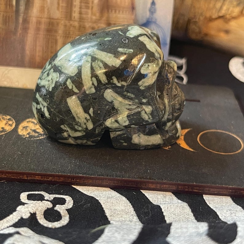 Chinese Writing Stone Skull Carving, Polished Basalt Porphyry Decor - Etsy