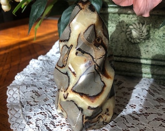 Septarian Flame Standup – Polished Dragon Stone Display, Madagascar