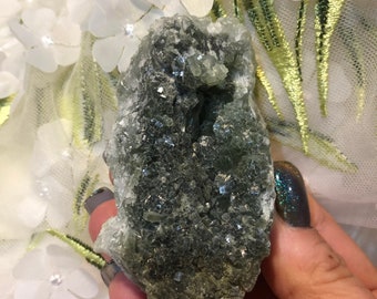 3.2" Green PREHNITE Crystals Cluster on Matrix Rock from Imilchil, Moroccor