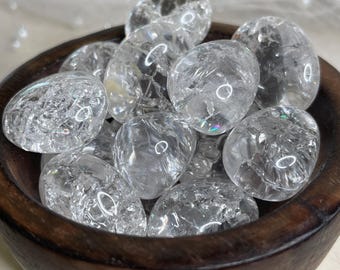 Fire and Ice Cracked Clear Quartz Tumbled Stones – Master Healer Crystal