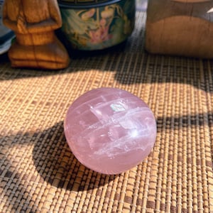 2.6&quot; Rose Quartz Palm Stone from Brazil/ High Grade Rose Quartz / Rose Quartz Pocket Stone/Heart Chakra Stone/Meditation Stone/Love Stone